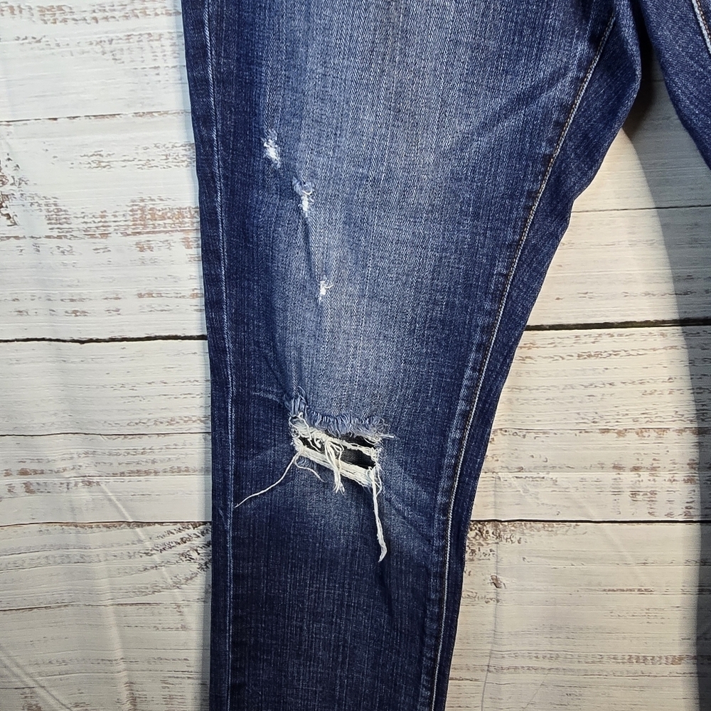 J.Crew Women’s Distressed Blue Denim Jeans – Ripped Knee Straight Leg Size 29 - Picture 4 of 5